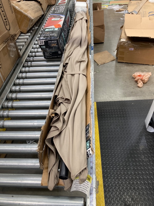 Photo 1 of 6.5 ft. x 10 ft. Aluminum Market Tilt Patio Umbrella in Riverbed