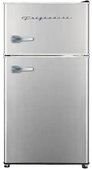 Photo 1 of 3.2 cu. ft. Retro 2-Door Mini Refrigerator in Platinum Design with Top Freezer