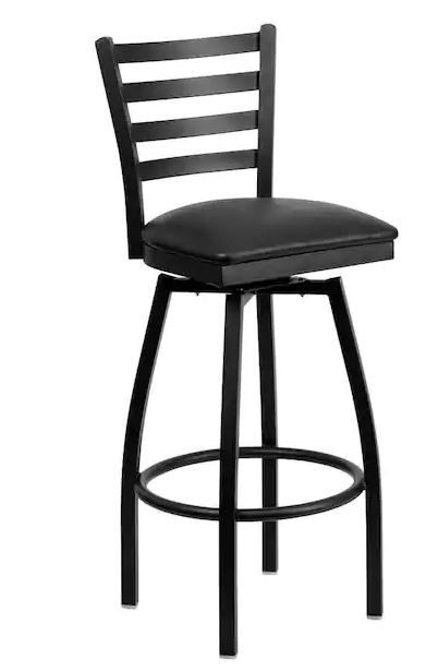 Photo 1 of 
HERCULES Series 32 in. Black Ladder Back Swivel Cushioned Metal Bar Stool