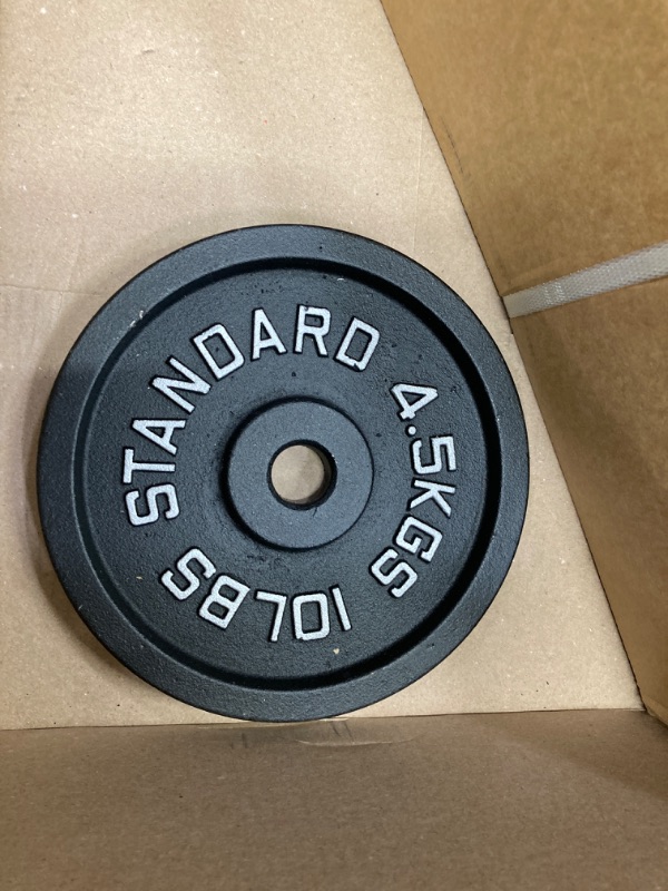 Photo 2 of *ONLY ONE 10LB PLATE and 10LB BARBELL* Signature Fitness Cast Iron Standard Weight Plates Including 5FT Standard Barbell with Star Locks