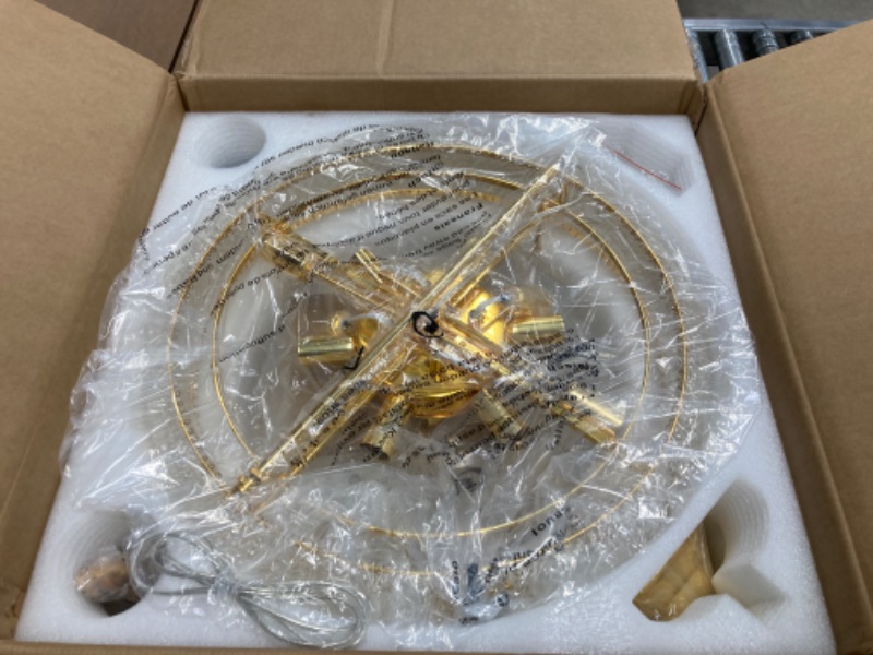 Photo 1 of 12-Lights Golden Finish Classic Empire Style K9 Crystal Ball Chandelier Ceiling Light for Living Room Foyer Dining Room Hallway Bedroom (22×32 inch) New Packaging Easy to Install 12-lights (W22”× H32”)