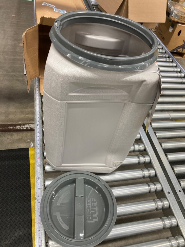 Photo 1 of *TOP PART IS DAMAGED* Mighty Tuff 13 Gallon/up to 54 Pound Pet Food Storage Container with Airtight Lid and Built-In Handles for Easy Transport, Made for Durable and Versatile Storage 13 Gal/ 54 lbs Food Storage Container