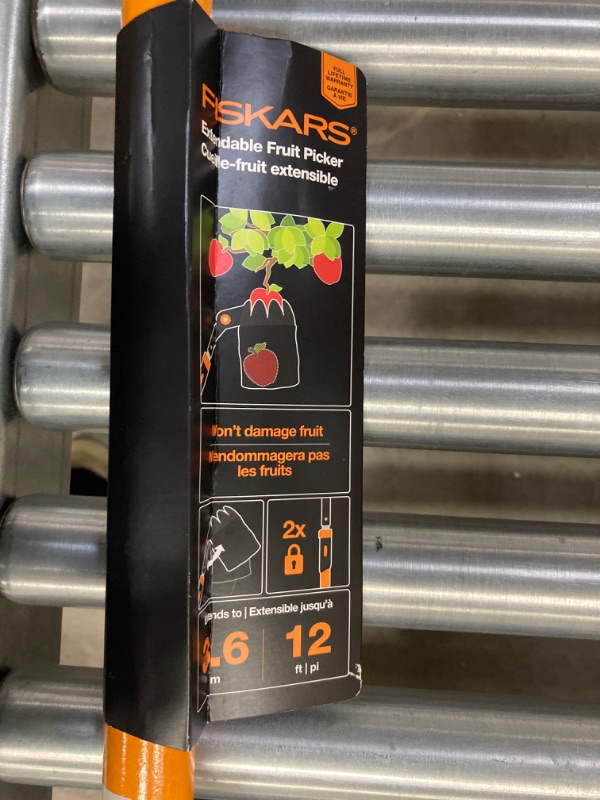 Photo 1 of Fiskars Extendable Fruit Picker Tool - 7'-12' Extendable Handle - Fruit Harvester Tool - Yard and Garden Tools - Black/Orange
