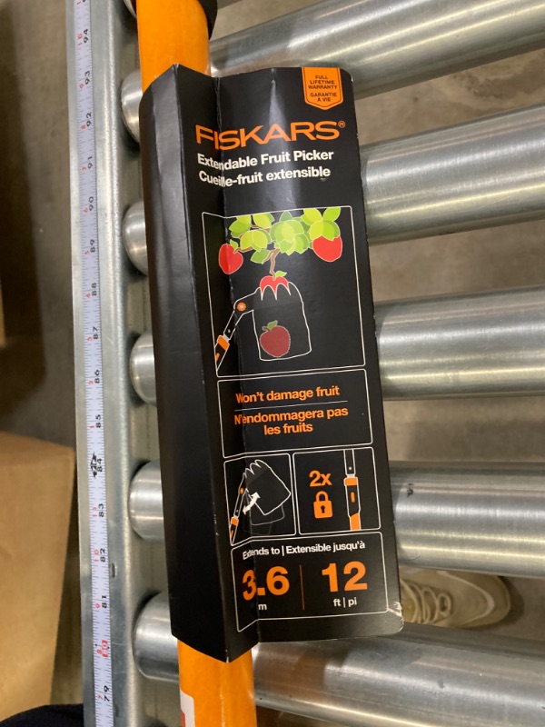 Photo 1 of Fiskars Extendable Fruit Picker Tool - 7'-12' Extendable Handle - Fruit Harvester Tool - Yard and Garden Tools - Black/Orange