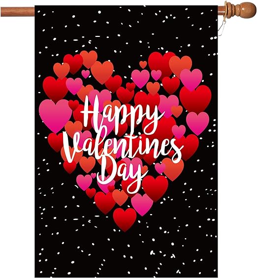 Photo 1 of Akeydeco Valentine's Day Flag,28x40 Inch Valentine's Heart Garden Flag Valentine Flags for Your Valentine's Day Decoration