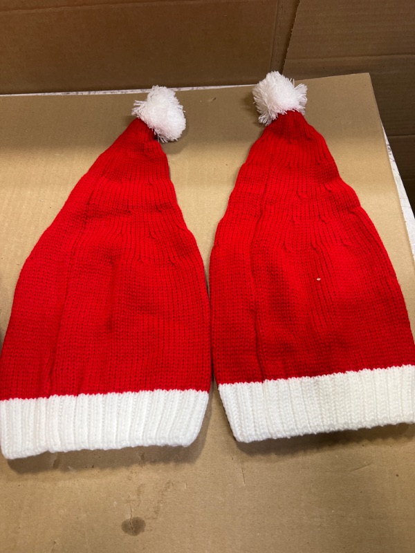Photo 2 of 2024 Knitted Christmas Hat Cute Pompom Adult Child Soft Beanie Santa Cap New Year Party Kids Gift Navidad Natal Noel Decoration