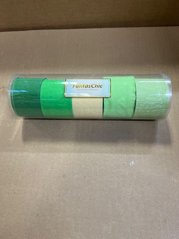 Photo 1 of FantasChic 5 Rolls Assorted Crepe Paper Streamers Baby Shower, Bridal Shower Decor Thanksgiving Decorations, Birthday, Anniversary Party Decoration Boho Wedding, Green Streamers, Kids Arts & Crafts Sage Serenity