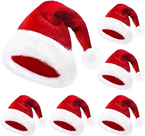 Photo 1 of zzhxkjhky 12 Pack Soft Plush Santa Hat Comfortable Black Christmas Hats? Unisex Long Soft Plush Christmas Hats? Party Santa Hat for Christmas Party Supplies and Family Party RED 
