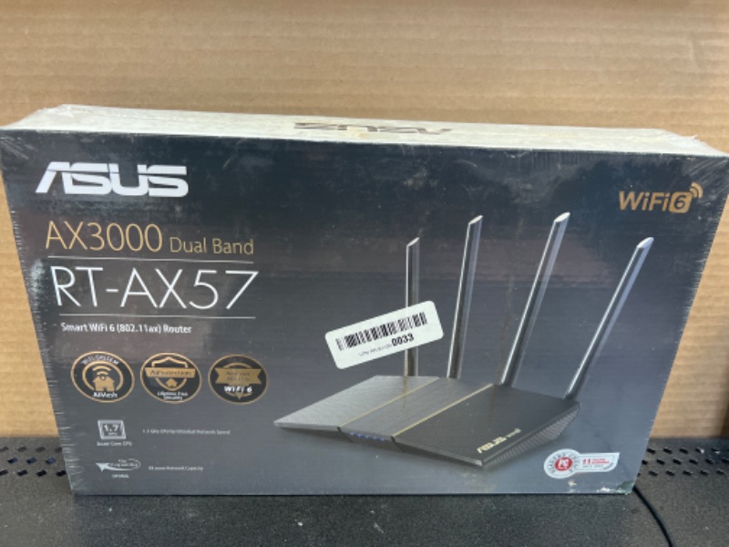 Photo 2 of ASUS WiFi 6 Router (RT-AX57) - Dual Band AX3000 WiFi Router, Gaming & Streaming, AiMesh Compatible, Included Lifetime Internet Security, Parental Control, MU-MIMO, OFDMA