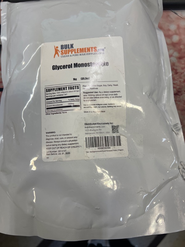 Photo 2 of  SUPLEMENTS       GLYCEROL MONOSTEARATE   1KG   EXP 06-31-2025