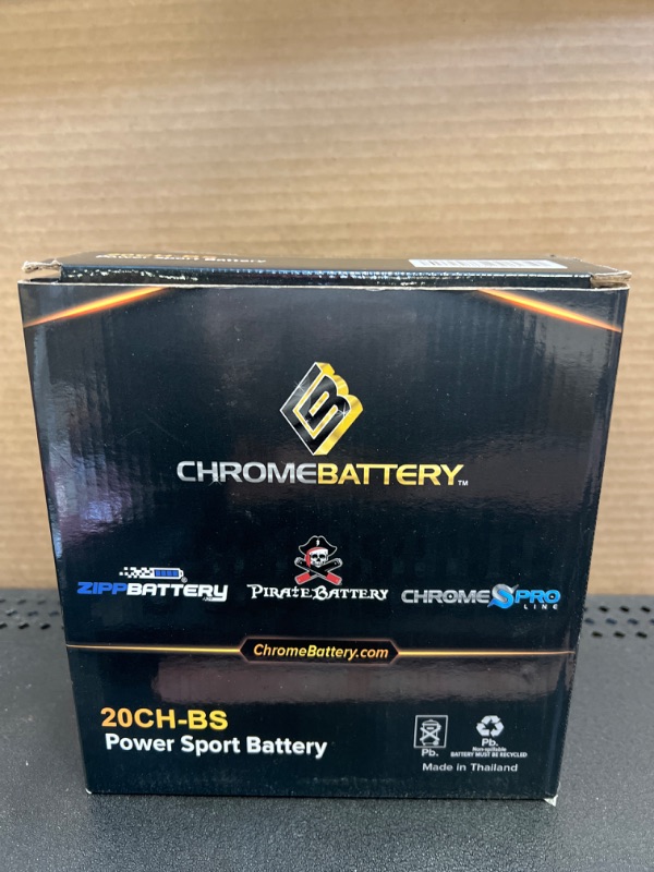 Photo 2 of Chrome Battery YTX20CH-BS Maintenance Free Replacement Battery for ATV, Motorcycle, Scooter, and Snowmobile: 12 Volts, 1.8 Amps, 18Ah, Nut and Bolt (T3) Terminal