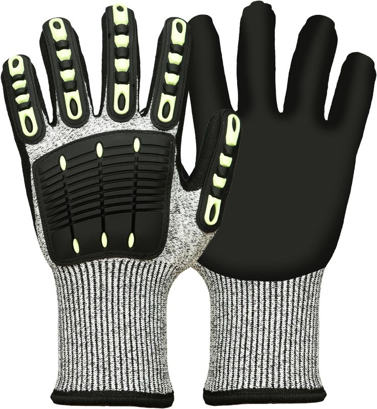 Photo 1 of TripleJump Impact Protection Vibration Absorption Work Gloves Nitrile Coated Nonslip Safety Gloves. XL
