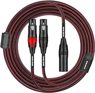 Photo 1 of TIMEYES XLR Y-Splitter Audio Cable - 1 XLR Male to 2 XLR Female Balanced Microphone Patch Cable - 3FT Dual XLR Female to XLR Male Bi-Directional Adapter Mic Cord - 1 XLR to 2 XLR M-F Y-Cable - 1M