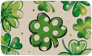 Photo 1 of *** BUNDLE X 3 *** ONWAY St Patricks Day Door Mat Lucky Shamrock Clover Doormat Spring St Patricks Farmhouse Decorative Low-Profile Floor Rug Switch Mat for Home Indoor Outdoor Decorations 17.5 x 29 Inch