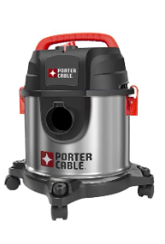 Photo 1 of ***MISSING WHEELS AND HOSE*** PORTER-CABLE Wet/Dry Vacuum 4 Gallon 4HP Stainless Steel Light Weight Portable, Silver+red & Original Manufacturer Filter Bags and Stanley Wet/Dry Vacuum SL18301-3B - 3 Pack Vacuum