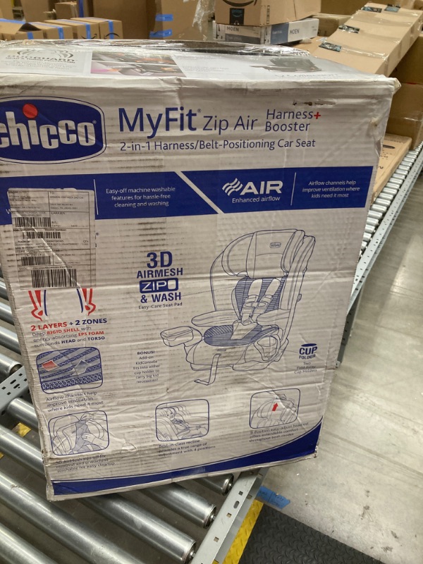 Photo 5 of Chicco MyFit Zip Air 2-in-1 Harness + Booster Car Seat for Toddlers and Big Kids, 5-Point Harness, Belt-Positioning Booster, Zip-and-Wash Fabrics, 3D AirMesh for Breathability, Q Collection, Black Q-Collection MyFit with Zip and Wash Airmesh Fabric