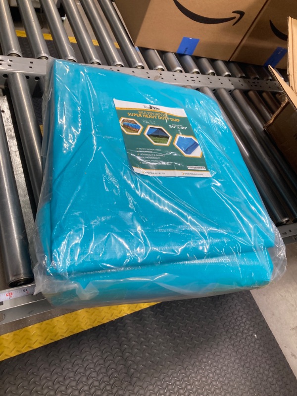 Photo 1 of 20x40 Heavy Duty Tarp Waterproof - 12mil Thick Pool Tarp Cover - 20x40 Tarp UV Resistant, Rip & Tear Proof with Metal Grommets – Blue Tarp Multipurpose Use for Camping, Tent, Boat, RV, Car 20'x40'
