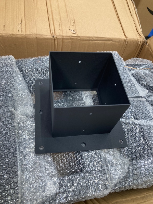 Photo 2 of 6 x 6 Post Base10PCS,Inner Size 5.6"x5.6"Deck Post Base,Heavy Duty Metal Black Powder Coated Post Brackets,for Mailbox Post Deck Supports Porch Railing Post Holders