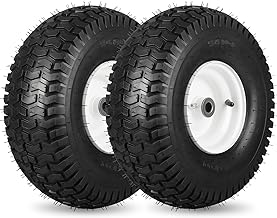 Photo 1 of 12.91"  Rubber Lawn Mower Tire and Wheel, 2 Pcs Replacement 15x6-6nhs Riding Mowers Lawn Tire and Wheel with 3/4" Bushing, 3" Centered Hub