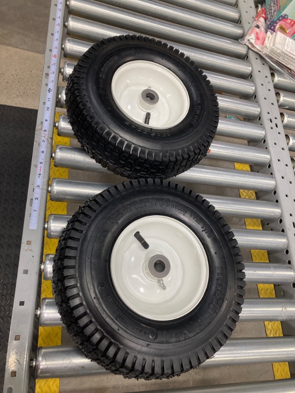 Photo 1 of 12.91"  Rubber Lawn Mower Tire and Wheel, 2 Pcs Replacement 15x6-6nhs Riding Mowers Lawn Tire and Wheel with 3/4" Bushing, 3" Centered Hub