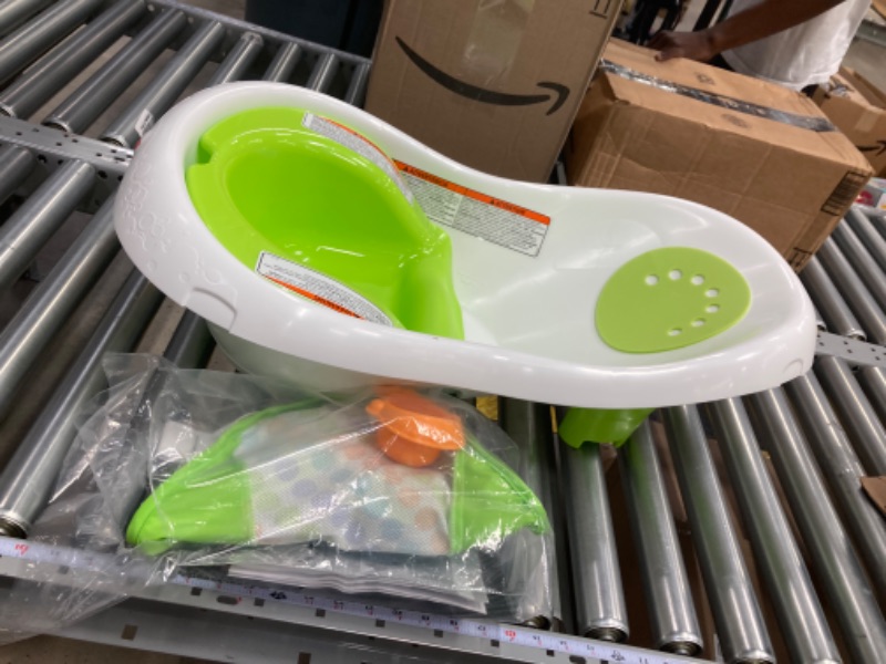 Photo 1 of Fisher-Price Baby Bath Tub, 4-in-1 Newborn to Toddler Tub with Infant Seat Bath Toys and Sling ‘n Seat Tub, Green Green - Frustration Free Package