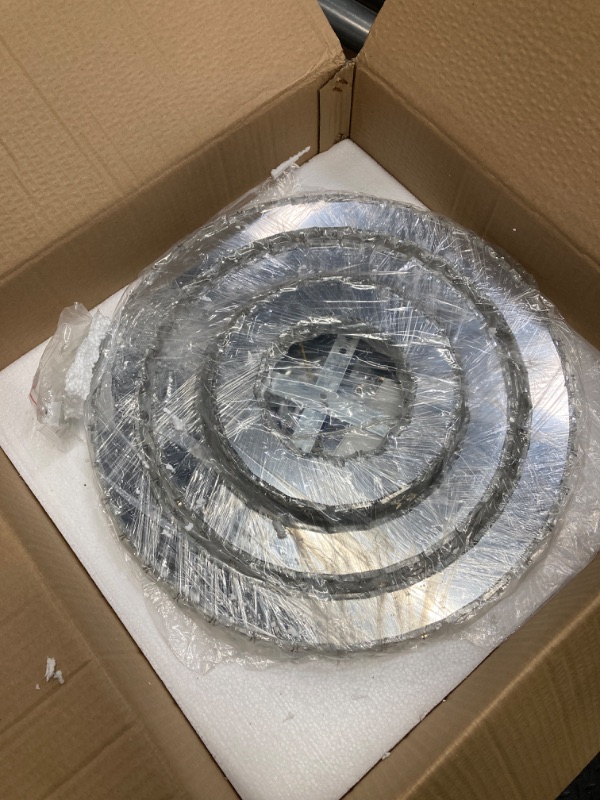 Photo 1 of diisunbihuo LED Chandeliers Modern Crystal 3 Rings Ceiling Lighting Fixture Adjustable Stainless Steel Pendant Light for Bedroom Living Room Dining Room(Warm White) 3r Warm White Silver