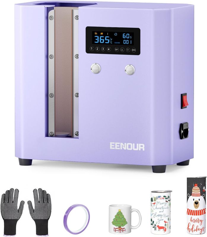 Photo 1 of EENOUR Auto Tumbler Heat Press Machine - Seamless Automatic Rotation Full Print Heat Press with Pressure Setting, 4 Memory Modes, Even Heating for 11-32oz Sublimation Tumblers, Mug, Glasses