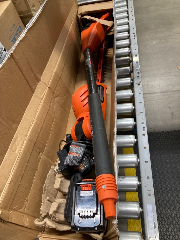 Photo 2 of BLACK+DECKER 20V MAX Cordless Pole Hedge Trimmer, 18-Inch (LPHT120) & 20V Max Lithium Sweeper (LSW221)