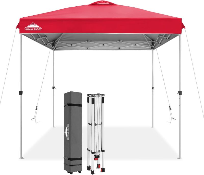 Photo 1 of ABCCANOPY Stable Pop Up Beach Tent with Backpack Bag, 8 x 8 ft Base / 6 x 6 ft Top, Red Red 8x8