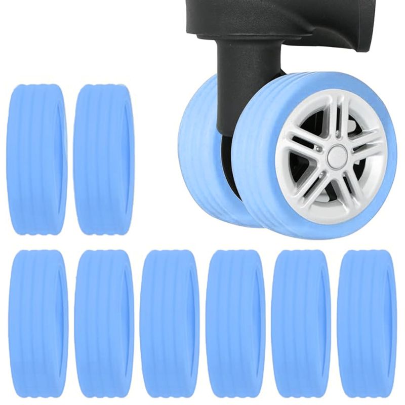 Photo 2 of *** BUNDLE X 2 *** 8PCS Luggage Wheel Covers Luggage Wheel Protective Covers for Most 9-Spinner Wheels Travel Luggage Sets Silicone Protective Cover for Luggage Spinner Wheel(Blue)