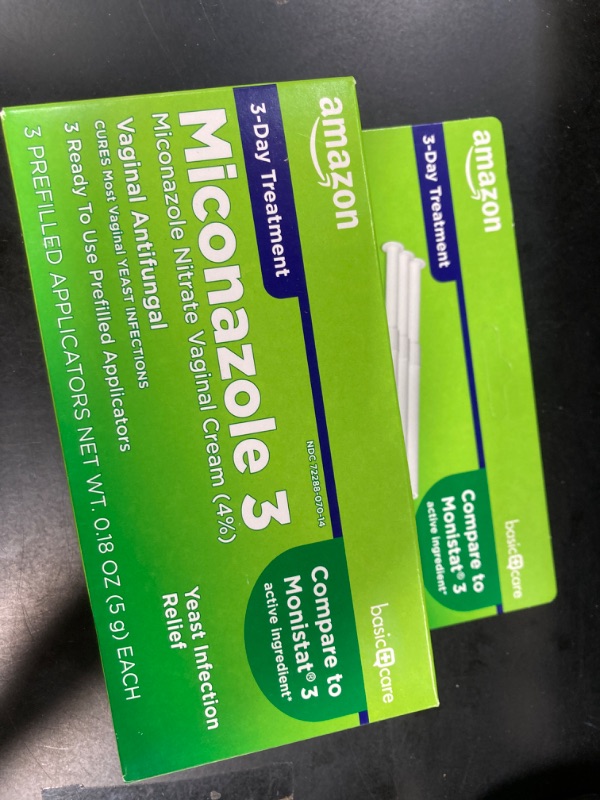 Photo 2 of Amazon Basic Care Miconazole Nitrate Vaginal Cream (4 Percent), 3-day Yeast Infection Treatment for Women, 0.18 ounce - 3 Count (Pack of 1)