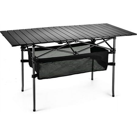 Photo 1 of GVDV 47 Folding Camping Table Outdoor Portable Picnic Camping Table Aluminum Roll-up Table with Easy Carrying Bag for Indoor Outdoor Camping Beach