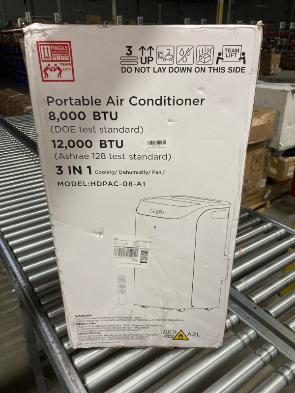 Photo 2 of 12,000 BTU Portable Air Conditioner Cools Up to 500 Sq.Ft, 3-IN-1 Energy Efficient Portable AC Unit with Remote Control & Installation Kits for Large Room, Campervan, Office, Temporary Space