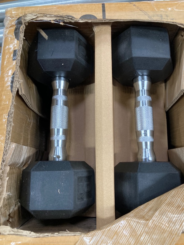 Photo 2 of CAP Barbell Coated Dumbbell Set | 50lbs, 100lbs, 150lbs | Multiple Options Chrome Handle 50 Lbs Set 10lbx2 & 15lbx2