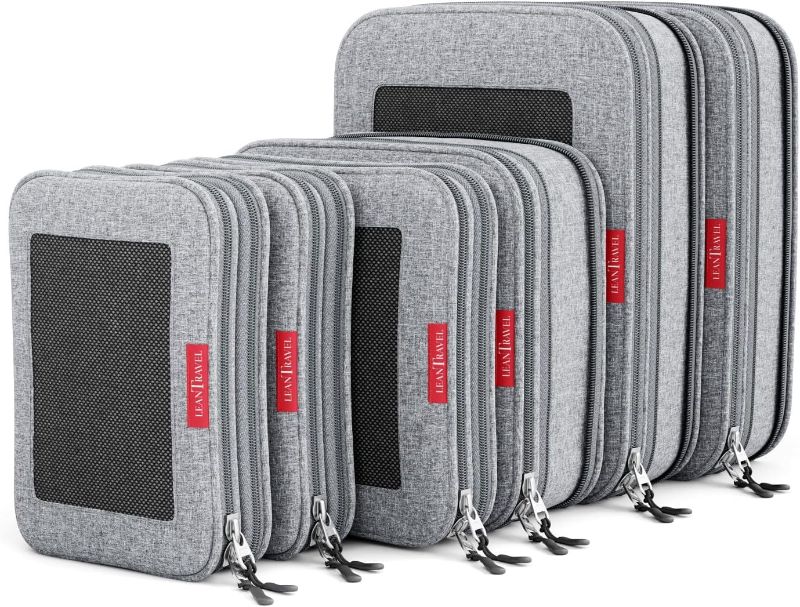 Photo 1 of 
LeanTravel Compression Packing Cubes for Travel Organizers with Double Zipper (6-Pack (2L+2M+2S), Grey)