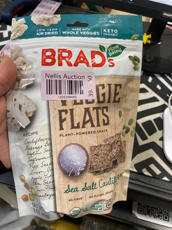 Photo 1 of Brad's Raw Organic Sea Salt Cauliflower Veggie Flats, 3 OZ