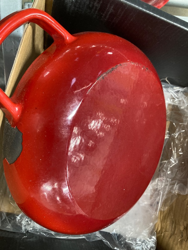 View 3 of ***ENAMEL IS CHIPPED***6 QT Enameled Cast Iron Dutch Oven - Sourdough for Bread Baking & Casseroles and more - 10 inch base, includes 5 Blade Bread Lame & Non-Stick Silicone Sling - Oven Safe to 500°F Bread Loaf Pan with Lid - Sourdough Bread Oven - Cast
