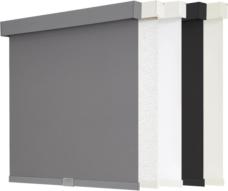 View 1 of **MISSING HARDWARE**AOSKY Blackout Roller Shades Cordless Blinds for Windows, Free-Stop Shades with Valance, Thermal Insulated Fabric, UV Protection, Natural Woven Blinds for Home and Office (72" W x 72" H, Grey)