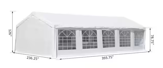 Photo 1 of **Missing Box 6**2 ft. x 20 ft. Large Outdoor Canopy Party Tent with Removable Protective Sidewalls and Versatile Uses, White
