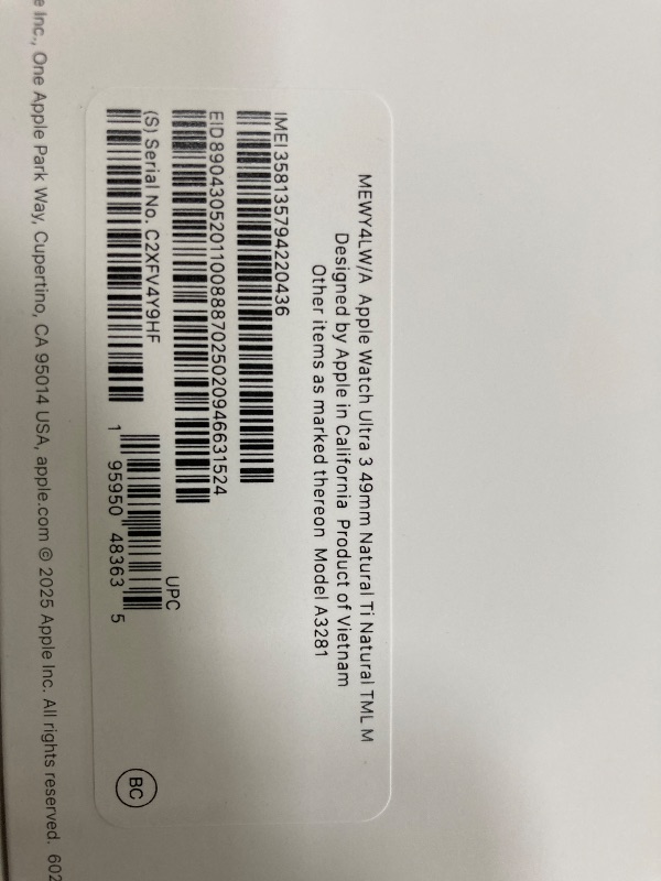 Photo 1 of **Factory Sealed, its not permitted to Return, Not Refund**Apple Watch Ultra 3 [GPS + Cellular 49mm] Running & Multisport Smartwatch w/Rugged Titanium Case w/Natural Titanium Milanese Loop - M. Satellite Communications, Advanced Health & Fitness Tracking