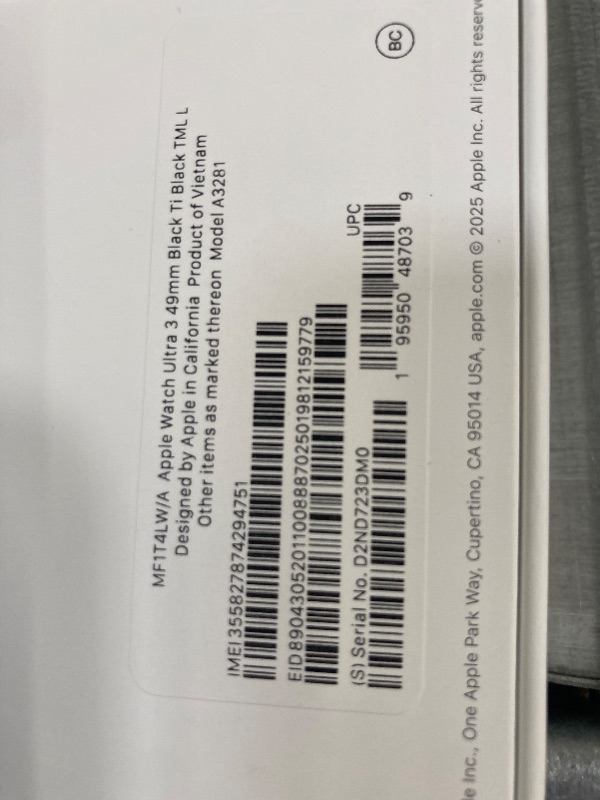 Photo 1 of **Factory Sealed, its not permitted to Return, Not Refund**Apple Watch Ultra 3 [GPS + Cellular 49mm] Running & Multisport Smartwatch w/Rugged Titanium Case w/Black Titanium Milanese Loop - L. Satellite Communications, Advanced Health & Fitness Tracking