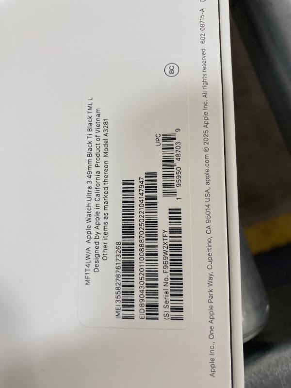 Photo 1 of *Factory Sealed, its not permitted to Return, Not Refund**Apple Watch Ultra 3 [GPS + Cellular 49mm] Running & Multisport Smartwatch w/Rugged Titanium Case w/Black Titanium Milanese Loop - L. Satellite Communications, Advanced Health & Fitness Tracking