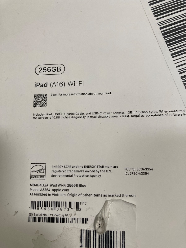 Photo 1 of **Factory Sealed, its not permitted to Return, Not Refund**Apple iPad 11-inch: A16 chip, 11-inch Model, Liquid Retina Display, 256GB, Wi-Fi 6, 12MP Front/12MP Back Camera, Touch ID, All-Day Battery Life — Blue