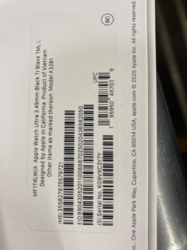 Photo 1 of **Factory Sealed, its not permitted to Return, Not Refund**Apple Watch Ultra 3 [GPS + Cellular 49mm] Running & Multisport Smartwatch w/Rugged Titanium Case w/Black Titanium Milanese Loop - L. Satellite Communications, Advanced Health & Fitness Tracking