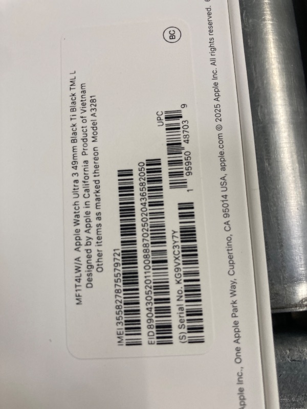 Photo 1 of **Factory Sealed, its not permitted to Return, Not Refund**Apple Watch Ultra 3 [GPS + Cellular 49mm] Running & Multisport Smartwatch w/Rugged Titanium Case w/Black Titanium Milanese Loop - L. Satellite Communications, Advanced Health & Fitness Tracking