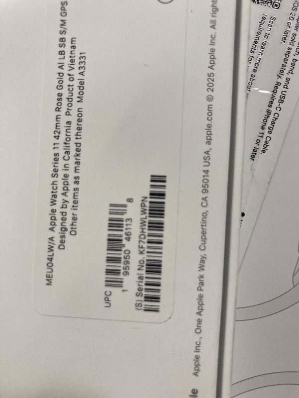 Photo 1 of **Factory Sealed, its not permitted to return, not refund***Apple Watch Series 11 [GPS 42mm] Smartwatch with Rose Gold Aluminum Case with Light Blush Sport Band - S/M. Sleep Score, Fitness Tracker, Health Monitoring, Always-On Display, Water Resistant
