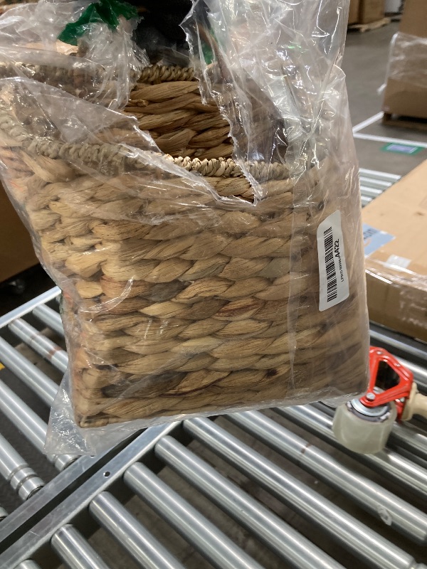 Photo 1 of ***DAMAGED -BENT INWARD -SELLING AS IS *** Woven Hanging Wall Basket Water Hyacinth Hanging Wall Basket Wicker Handmade Rattan Wall Planter for Garden Home Flowers Hanging Planters 8.6" D x 5.1" W x 11.6" H