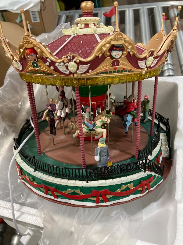 Photo 1 of * DAMAGED -SELLING AS PARTS ONLY*** Lemax Carnival-Sights & Sounds: Santa Carousel-(34682-UK), Resin, Multicolor