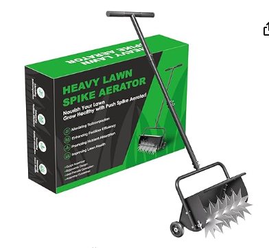 Photo 3 of 18-Inch Heavy Duty Spike Aerator, 3-Position Height Adjustment Metal Rolling Lawn Aerator,Revives Lawn Health, Manual Garden Tool for Compacted Soil & Lawn Care