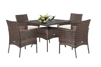 Photo 1 of  5-Piece Brown Wicker Patio Dining Set 